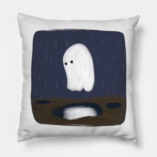 Sad Ghost in the Rain Pillow