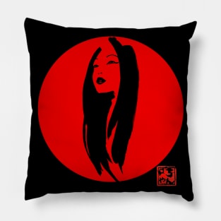 geisha in red 02 Pillow