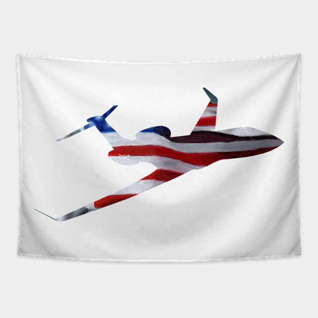 Gulfstream G500 American Flag Silhouette Tapestry by DSCarts