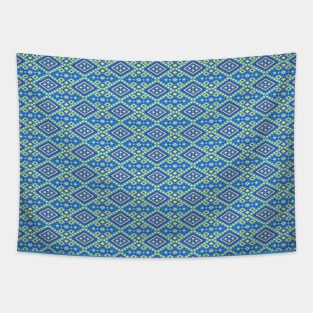 Blue geometric pattern Tapestry