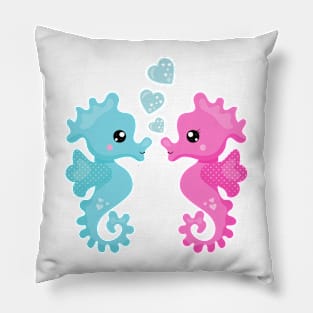 Cute Seahorses, Pink Seahorse, Blue Seahorse, Love Pillow