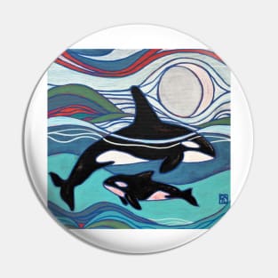 Orca Baby and Mama Pin