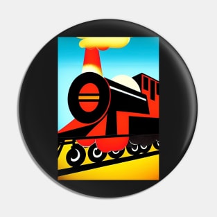 POPART COMIC STYLE RED AND BLACK STEAM TRAIN Pin