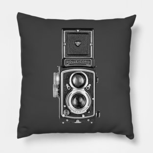 Vintage 1950s Twin Lens Camera - Open Hood Pillow
