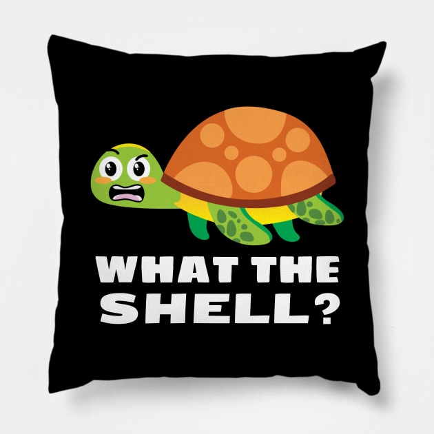 What the Shell? - Turtle Pun Pillow by Allthingspunny