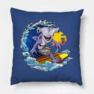 Surfing Hammerhead Shark Pillow