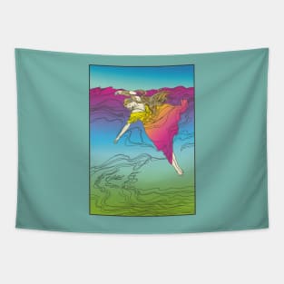 Drowning girl (pink on aqua) Tapestry