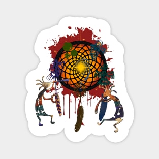 Kokopelli Musican Dreamcatcher Of Earth Magnet