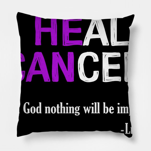 Heal Cancer God Nothing Will Be Impossible Alzheimers Awareness Purple Ribbon Warrior Pillow by celsaclaudio506