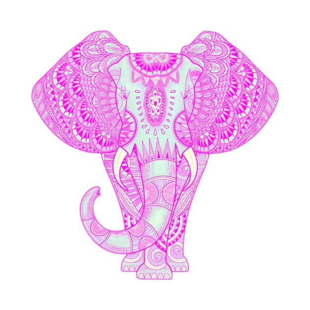 Mandala elephant pink by aye_artdg