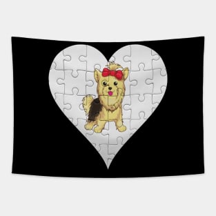 Yorkshire Terrier Heart Jigsaw Pieces Design - Gift for Yorkshire Terrier Lovers Tapestry