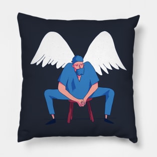 Doctor and nurses with angel wings fighting COVID19 Pillow