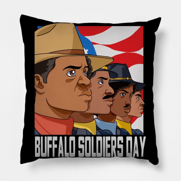 National Buffalo Soldiers Day African American July 28th Pillow by Noseking