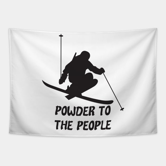 Powder Snow To The People Ski Tapestry by zellaarts