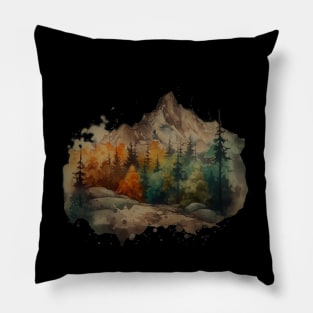 Watercolor Painting of Mountains Pillow