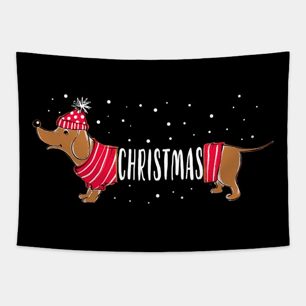 Funny Matching Dog Lover Christmas Sweatshirts Tapestry by KsuAnn