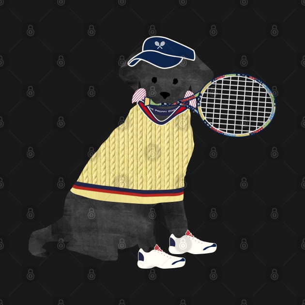 Black Lab Preppy Tennis Dog by emrdesigns