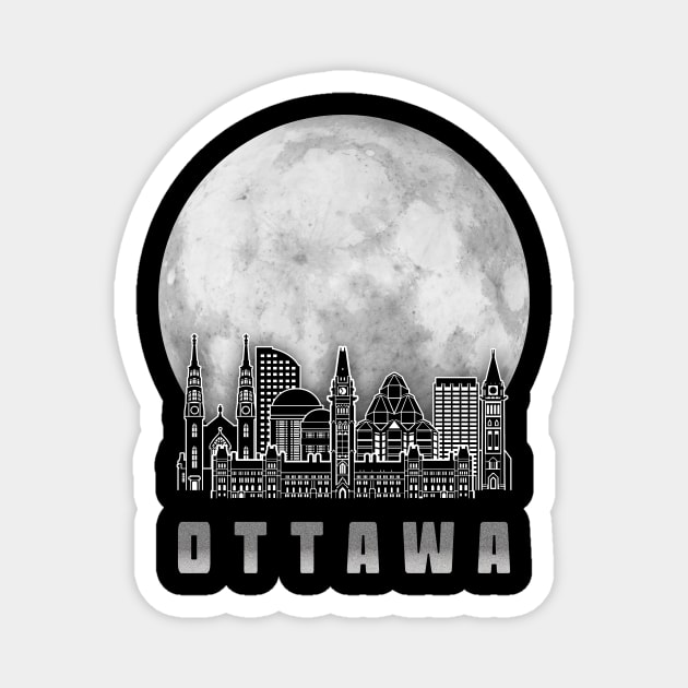 Ottawa Canada Skyline Full Moon Magnet by travel2xplanet