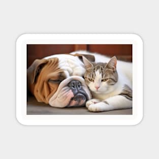 English Bulldog Cat Pet Animal Beauty Warm Cuddle Caring Magnet