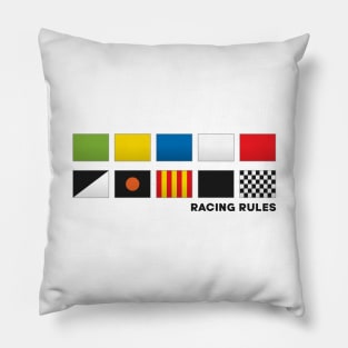 'Racing Rules' F1 Flag Motorsport Black Text Design Pillow