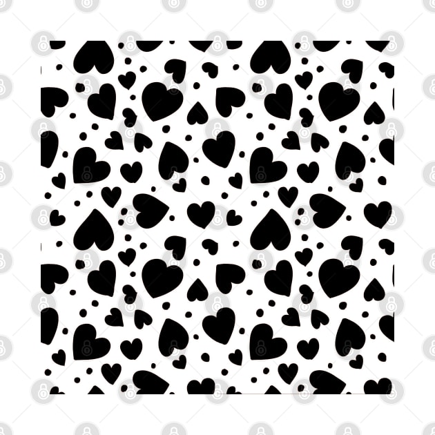 black hearts seamless pattern design print by Spinkly