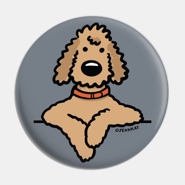 Poodle Doodle Dog Apricot Cute Cartoon Dog Pin by Coffee Squirrel