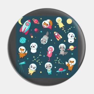 Woodland Animals in Space Pin