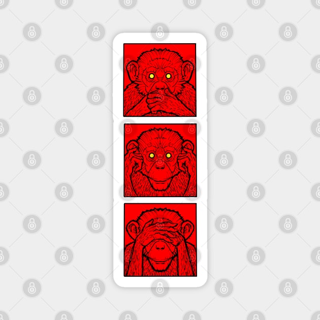 three wise monkeys, see no evil, hear no evil, speak no evil Magnet by weilertsen