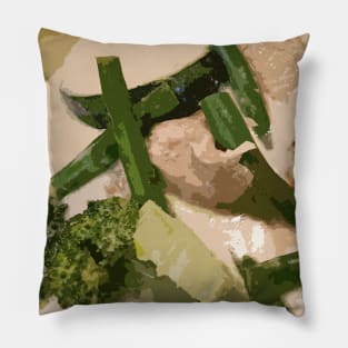 Thai Green Chicken Curry Abstract Art Pillow