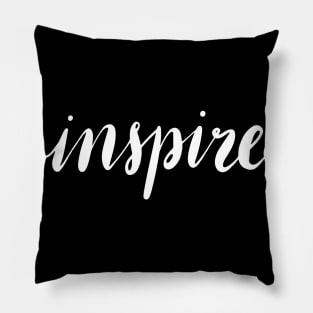 Inspire, Inspire word in white stylised font Pillow