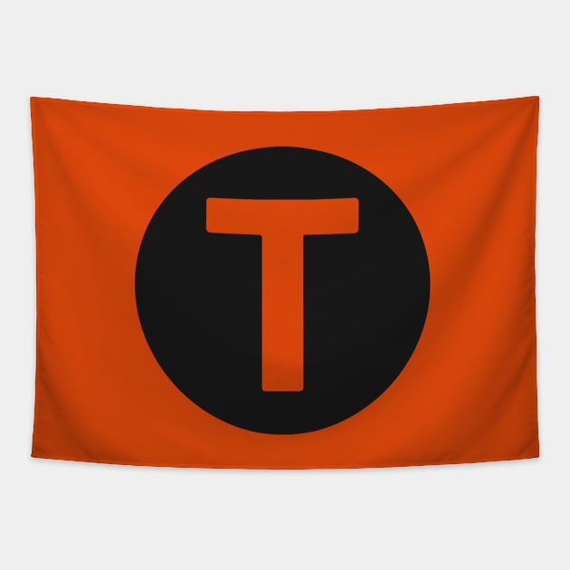 letter t orange Tapestry by persa