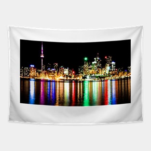 Toronto Skyline Night Tapestry