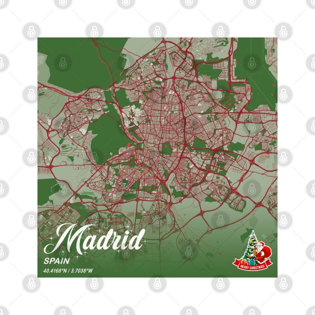 Madrid - Spain Christmas Map by tienstencil
