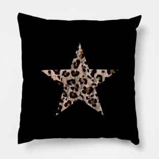 Distressed Leopard Print Star Pillow