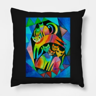 7 curious cats Pillow