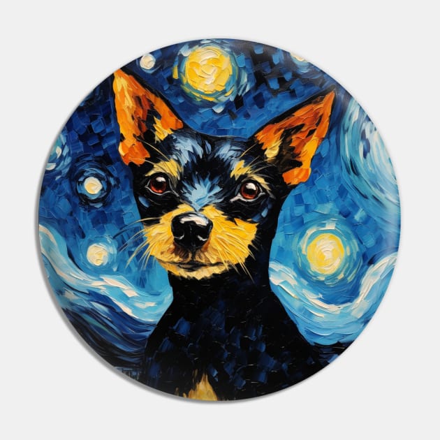 Black Toy Fox Terrier Starry Night Pin by NatashaCuteShop