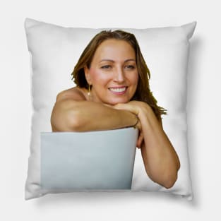 Sublime Woman with a Smiling Eyes and Face Pillow