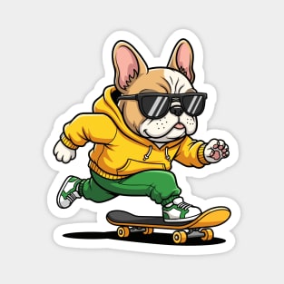 Rad French Bulldog Skater Magnet