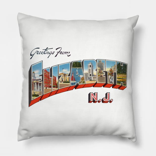 Greetings from Elizabeth New Jersey Pillow by reapolo