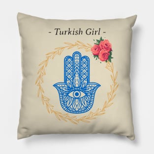 Turkish Girl Hamsa Pillow
