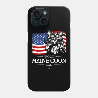 Proud Maine Coon Dad American Flag patriotic cat Phone Case