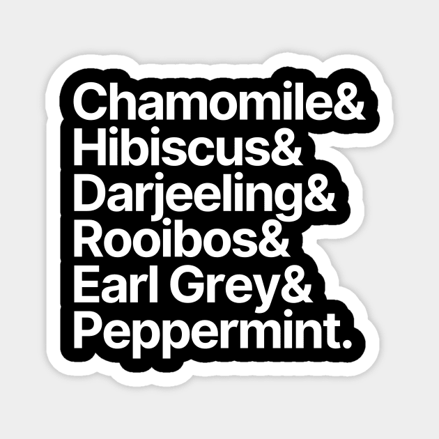 Tea | Chamomile Hibiscus Darjeeling Rooibos Earl Grey Peppermint. Magnet by Positive Lifestyle Online