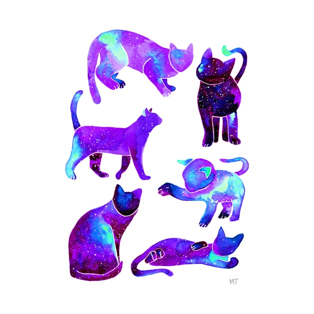 Galaxy Cats Pattern - Neon by monitdesign