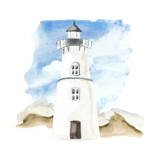 White lighthouse Aquarell - maritime design T-Shirt