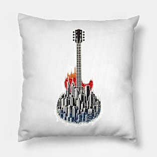 Retro music city guitar Pillow