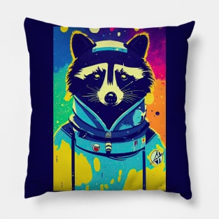 Astronaut raccoon portrait Pillow