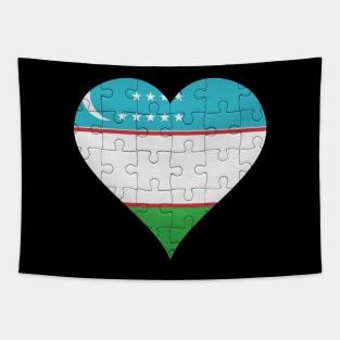 Uzbekistani Jigsaw Puzzle Heart Design - Gift for Uzbekistani With Uzbekistan Roots Tapestry