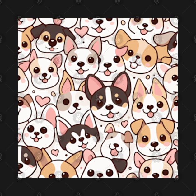 Happy Cute Puppies Pattern by ArtFactoryAI