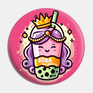 Boba Princess Bubble Tea Cartoon Girl Pin