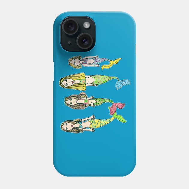 Tane's Drawing of My Girls as Mermaids Phone Case by micklyn